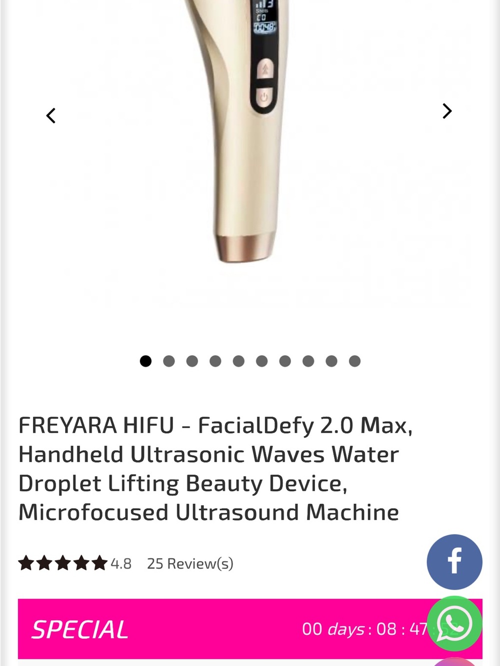 FREYARA HIFU- FACIAL DEFY 2.0 MAX HANDHELD DEVICE GOLD